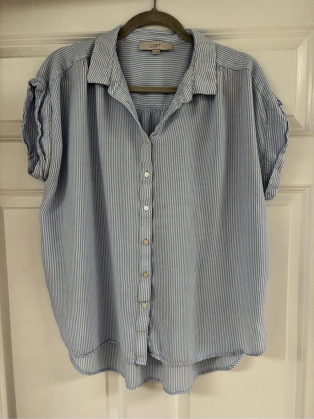 LOFT Striped Button-Down Shirt - XL